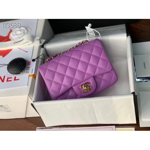 Chanel MINI Flap Bag Original Schafsleder 1115 lila