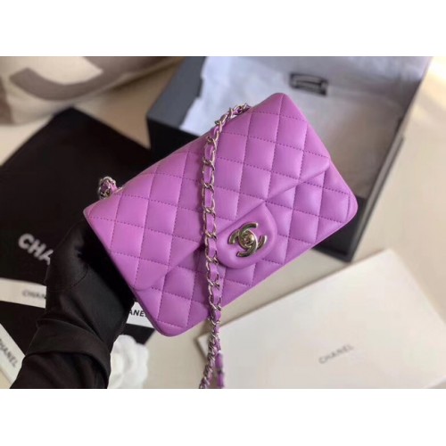 Chanel MINI Flap Bag Original Schafsleder 1116 Lavendel silberfarbenes Metall