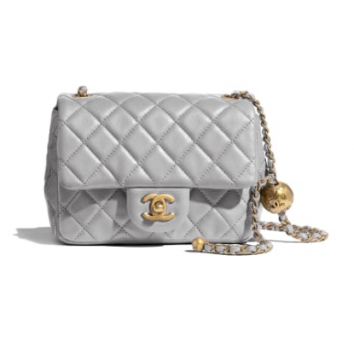 Chanel MINI Flap Bag Original Schafsleder AS1786 Hellgrau