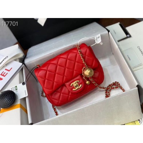 Chanel MINI Flap Bag Original Schafsleder AS1786 Rot