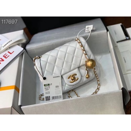 Chanel MINI Flap Bag Original Schafsleder AS1786 Weiß