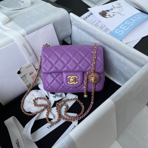 Chanel MINI Flap Bag Original Schafsleder AS1786 lila