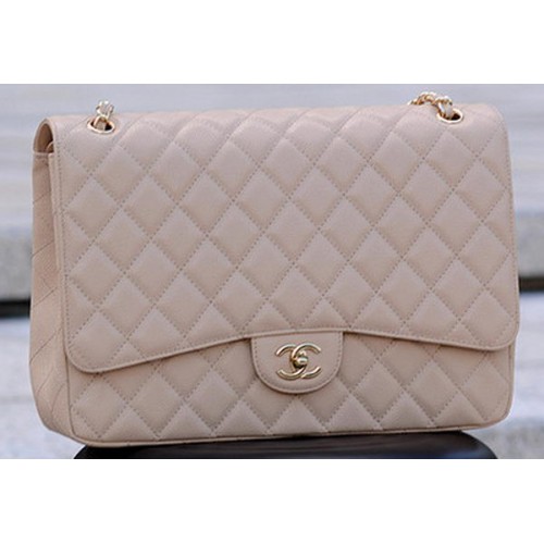 Chanel Maxi Quilted Classic Flap Bag Apricot Cannage Muster A58601 Gold