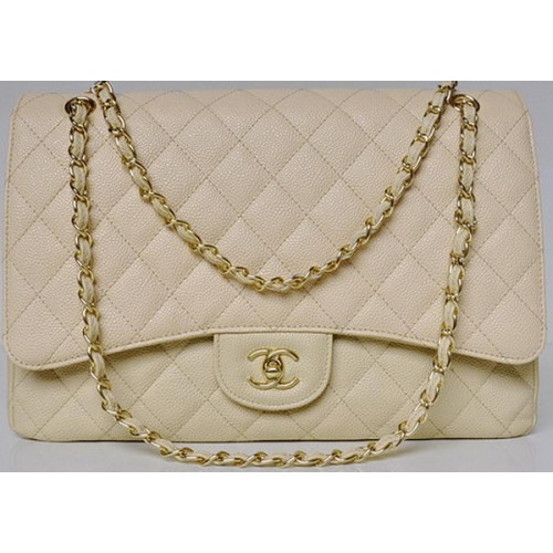 Chanel Maxi Quilted Classic Flap Bag Apricot Cannage Patterns A58601 Gold