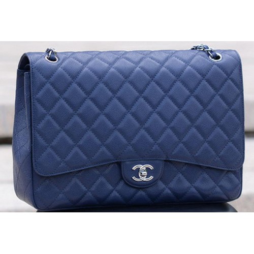 Chanel Maxi Quilted Classic Flap Bag Royal Cannage Muster A58601 Silber