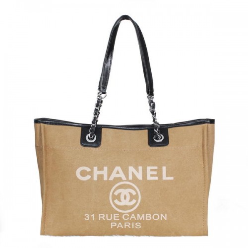 Chanel Medium Canvas Einkaufstasche A2043 Apricot