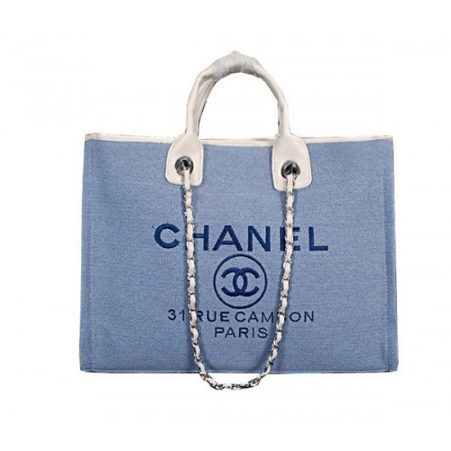 Chanel Medium Canvas Einkaufstasche A67012 Hellblau