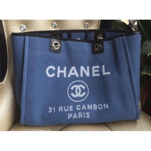 Chanel Medium Canvas Tote Einkaufstasche A1679M Blau