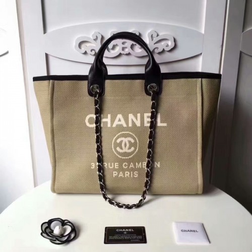 Chanel Medium Original Canvas Leder Tote Einkaufstasche 66941I