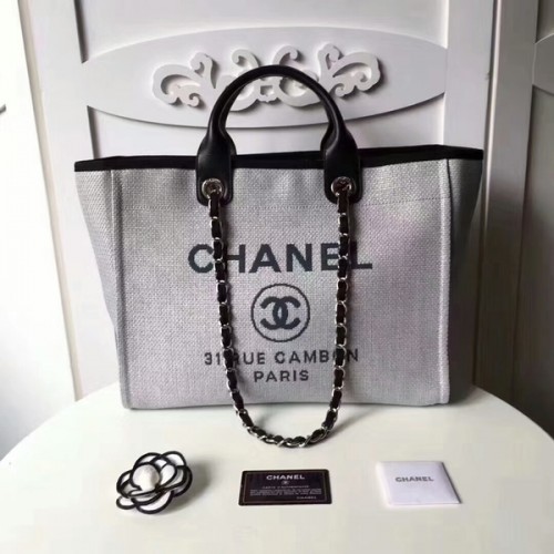 Chanel Medium Original Canvas Leder Tote Einkaufstasche 66941J