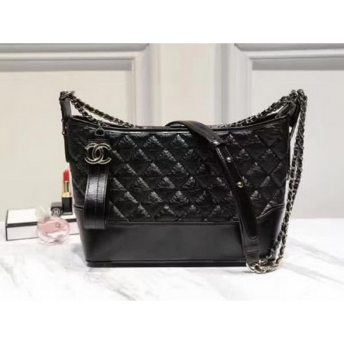 Chanel Mittlere Umhängetasche Schafsleder A93826 Schwarz