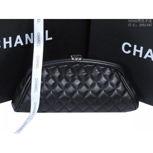 Chanel Mini Clutch Bag Schaffell Leder A34342 Schwarz