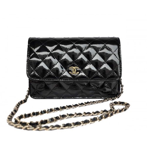 Günstige Chanel Mini Flap Bag A33814 Schwarz Patent Golden