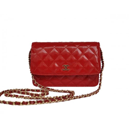 Günstige Chanel Mini Flap Bag A33814 Red Patent Golden