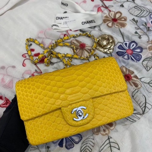 Chanel Mini Flap Bag Original Python Goldfarbenes Metall A69900 Gelb