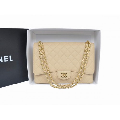 Chanel Original Apricot Caviar Leather Jumbo Flap Bag A47600 Gold