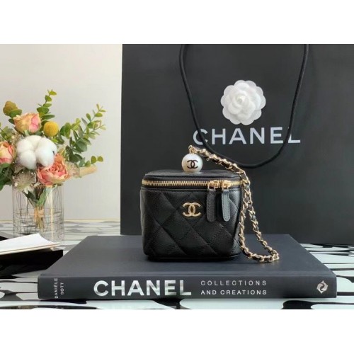 Chanel Original Kaviar Leder Kosmetiktasche AP2195 Schwarz