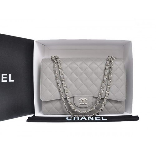 Chanel Original Caviar Leather Jumbo Flap Bag A47600 Grau
