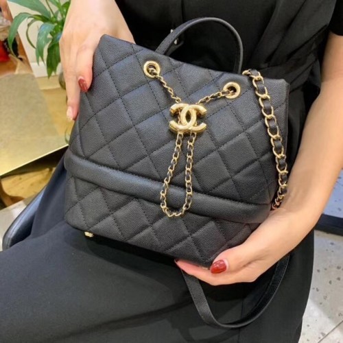 Chanel Original Caviar Leather Sac Hobo Bag AS0894 schwarz
