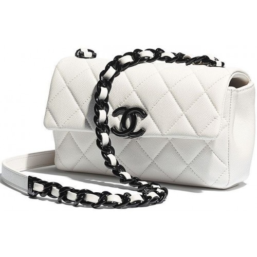 Chanel Original Cavier Leather Flap Bag A6395 Weiß