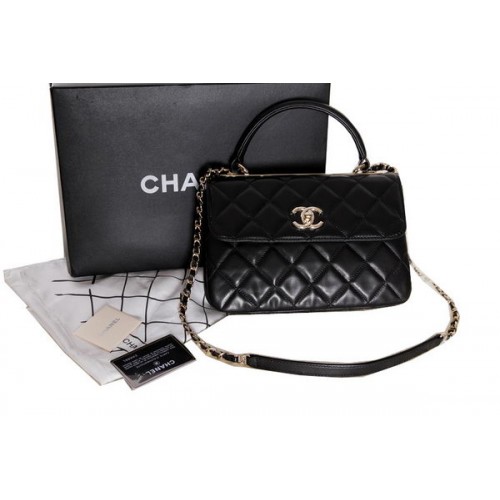 Chanel Original Lammleder verzierte Klappentasche CHA92237 Schwarz