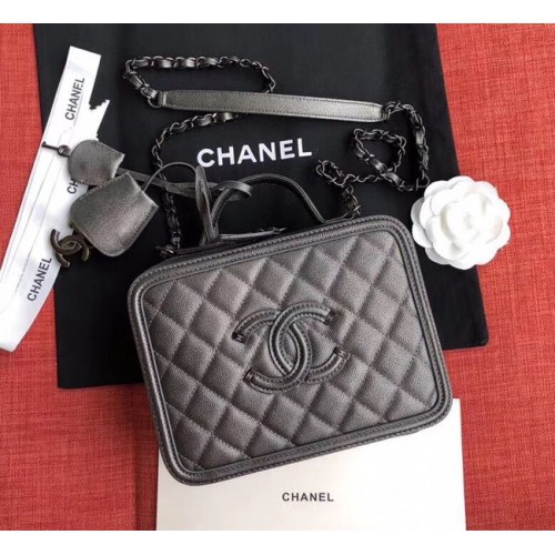 Chanel Original Leder Kosmetiktasche A93343 Schwarz