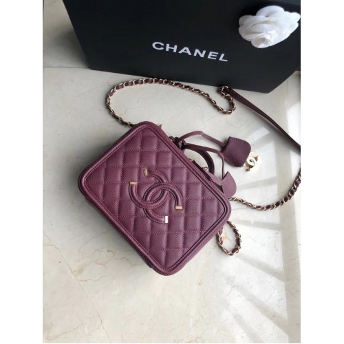 Chanel Original Medium Kosmetiktasche aus Leder 93443 Wein