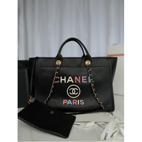 Chanel Original Leder Einkaufstasche 66941 schwarz