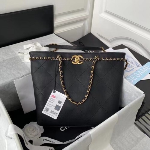 Chanel Original Leder Einkaufstasche AS2374 schwarz