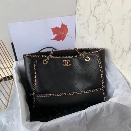 Chanel Original Leder Einkaufstasche AS8018 schwarz