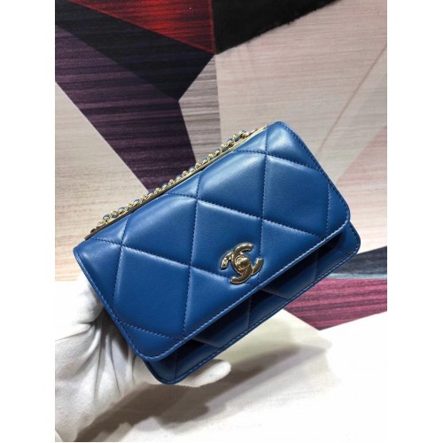 Chanel Original Leder Umhängetasche Blau A80982 Gold