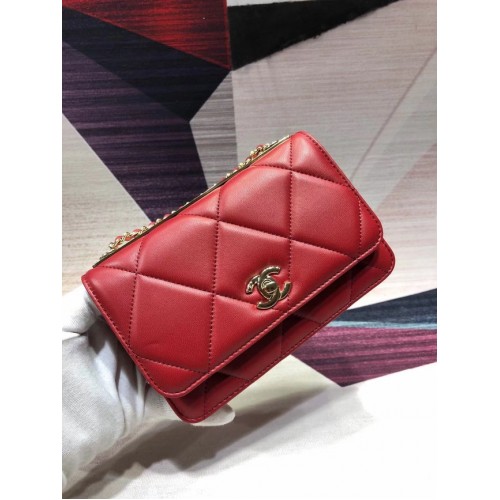 Chanel Original Leder Umhängetasche Rot A80982 Gold