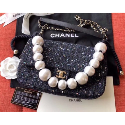 Chanel Original Perle Schultergurt Tasche A1112 Schwarz