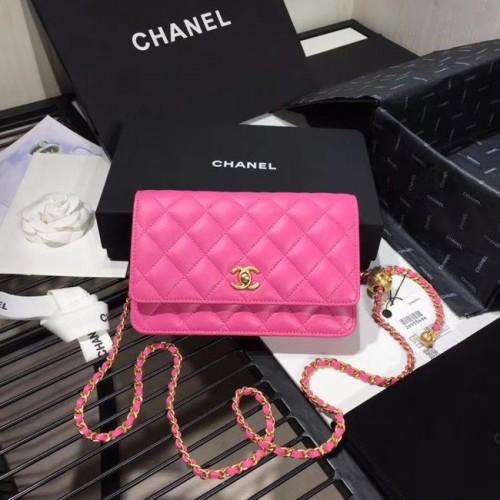 Chanel Original Kleine klassische Lammfell-Überschlagtasche AS33814 Rose