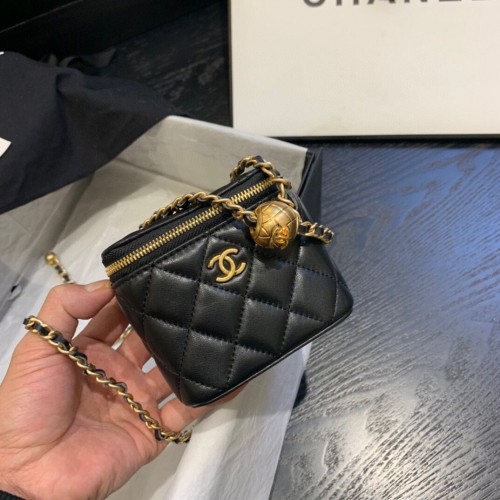 Chanel Original Kleine klassische Handtasche mit Kettenkasten AP1447 schwarz