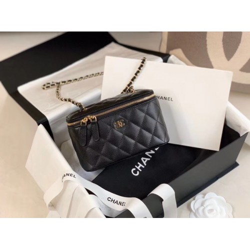 Chanel Original Kleine klassische Handtasche mit Kettenkasten AP1447 schwarz