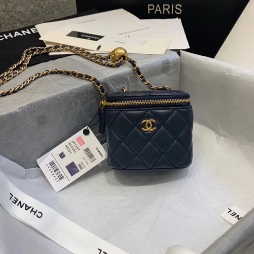 Chanel Original Kleine klassische Kettenkastenhandtasche AP1447 dunkelblau