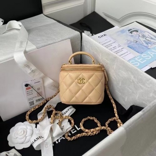 Chanel Original Kleine klassische Kettenkastenhandtasche AP2198 Apricot