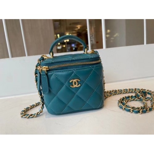 Chanel Original Kleine klassische Kettenkastenhandtasche AP2198 blau