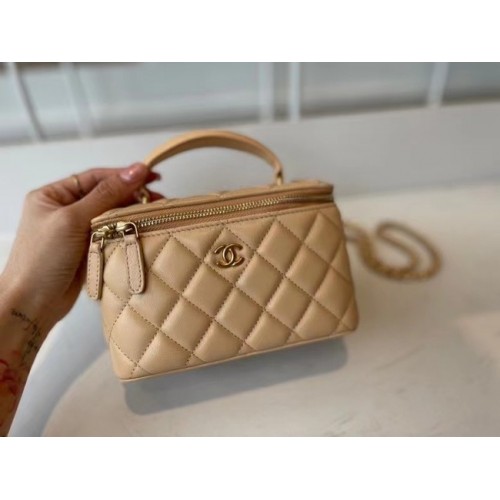 Chanel Original Kleine klassische Kettenkastenhandtasche AP2199 Apricot