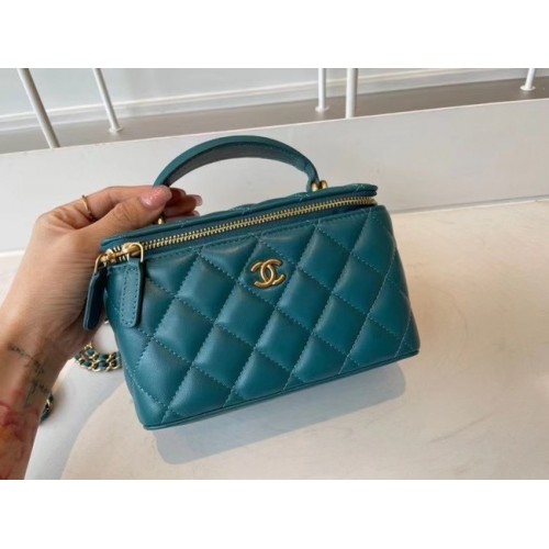 Chanel Original Kleine klassische Kettenkastenhandtasche AP2199 blau
