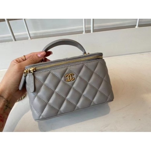 Chanel Original Kleine klassische Kettenkastenhandtasche AP2199 grau