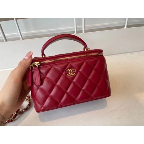 Chanel Original Kleine klassische Kettenkastenhandtasche AP2199 rot
