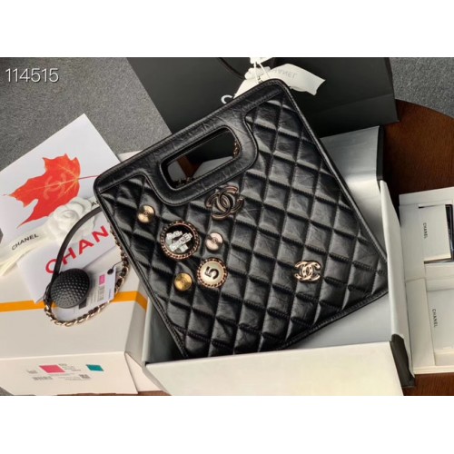 Chanel Original Weiche Ledertasche Goldfarbenes Metall AS1431 schwarz