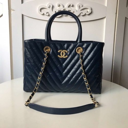 Chanel Original große Einkaufstasche A57974 dunkelblau