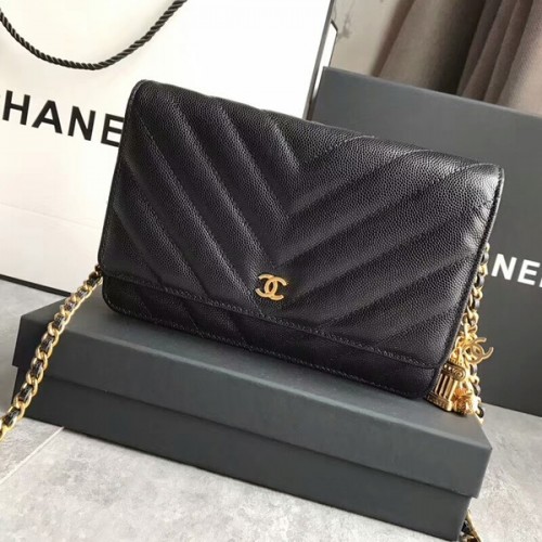 Chanel Owl Pendant Flap Umhängetasche Kalbsleder A33814 Schwarz