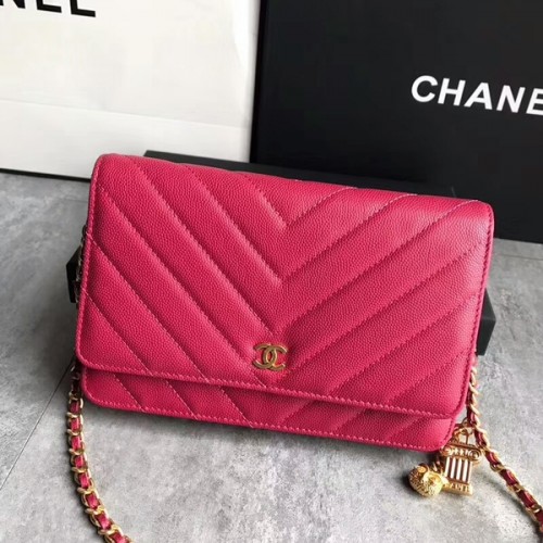 Chanel Owl Pendant Flap Umhängetasche Kalbsleder A33814 Pink