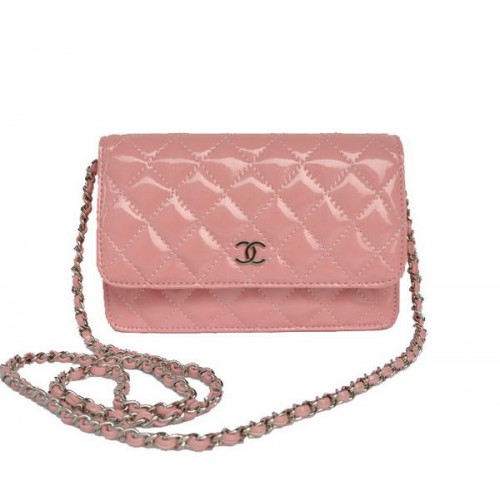 Chanel Lackleder Flap Bag A33814 Rosa Silber