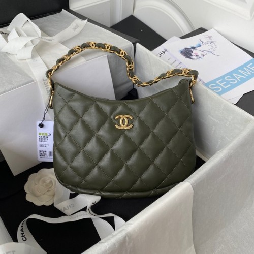 Chanel KLEINE TASCHE Lammleder Goldfarbenes Metall AS3562 GRÜN