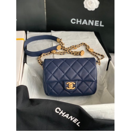 Chanel KLEINE FLAP BAG AS3369 Königsblau